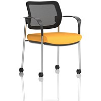 Brunswick Deluxe Visitors Chair, Chrome Frame, Black Back, With Arms and Castors, Senna Yellow Brunswick Deluxe Visitors Chair, Chrome Frame, Black Back, With Arms and Castors, Senna Yellow
