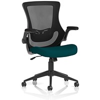 Orbit Mesh Back Operator Chair, Folding Arms, Maringa Teal Orbit Mesh Back Operator Chair, Folding Arms, Maringa Teal