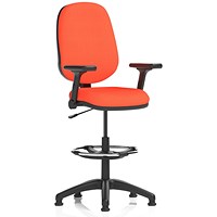Eclipse Plus I High Rise Operator Chair, Tabasco Orange, With Height Adjustable And Folding Arms