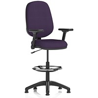 Eclipse Plus I High Rise Operator Chair, Tansy Purple, With Height Adjustable And Folding Arms