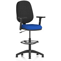 Eclipse Plus I High Rise Black Back Operator Chair, Stevia Blue, With Height Adjustable Arms