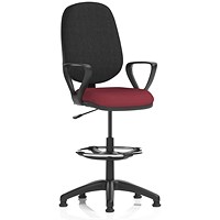 Eclipse Plus I High Rise Black Back Operator Chair, Ginseng Chilli, With Fixed Height Arms