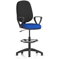Eclipse Plus I High Rise Black Back Operator Chair, Stevia Blue, With Fixed Height Arms