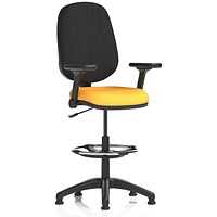 Eclipse Plus I High Rise Black Back Operator Chair, Senna Yellow, With Height Adjustable And Folding Arms