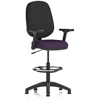 Eclipse Plus I High Rise Black Back Operator Chair, Tansy Purple, With Height Adjustable And Folding Arms