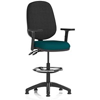 Eclipse Plus II High Rise Black Back Operator Chair, Maringa Teal, With Height Adjustable Arms