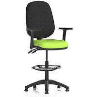 Eclipse Plus II High Rise Black Back Operator Chair, Myrrh Green, With Height Adjustable Arms
