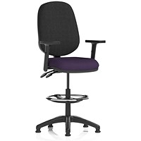 Eclipse Plus II High Rise Black Back Operator Chair, Tansy Purple, With Height Adjustable Arms