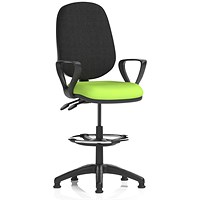 Eclipse Plus II High Rise Black Back Operator Chair, Myrrh Green, With Fixed Height Arms