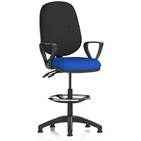Eclipse Plus II High Rise Black Back Operator Chair, Stevia Blue, With Fixed Height Arms