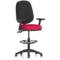 Eclipse Plus II High Rise Black Back Operator Chair, Bergamot Cherry, With Height Adjustable And Folding Arms