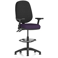 Eclipse Plus II High Rise Black Back Operator Chair, Tansy Purple, With Height Adjustable And Folding Arms