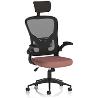Ace Executive Mesh Back Chair With Headrest, Folding Arms, Rivet Forge