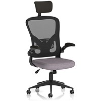 Ace Executive Mesh Back Chair With Headrest, Folding Arms, Rivet Fuse