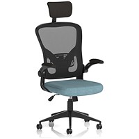 Ace Executive Mesh Back Chair With Headrest, Folding Arms, Rivet Quench