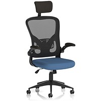 Ace Executive Mesh Back Chair With Headrest, Folding Arms, Quest Limpet