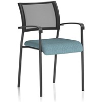 Brunswick Black Frame Mesh Back Chair, With Arms, Rivet Quench