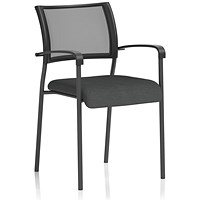 Brunswick Black Frame Mesh Back Chair, With Arms, Quest Mussel