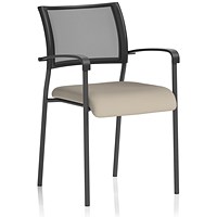 Brunswick Black Frame Mesh Back Chair, With Arms, Quest Salt