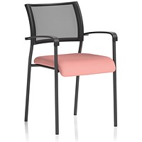 Brunswick Black Frame Mesh Back Chair, With Arms, Quest Shrimp