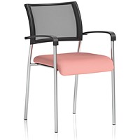 Brunswick Chrome Frame Mesh Back Chair, With Arms, Quest Shrimp
