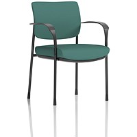 Brunswick Deluxe Black Frame Visitor Chair, With Arms, Quest Kelp