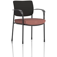 Brunswick Deluxe Black Frame Black Back Visitor Chair, With Arms, Rivet Forge