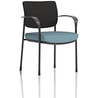 Brunswick Deluxe Black Frame Black Back Visitor Chair, With Arms, Rivet Quench