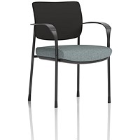 Brunswick Deluxe Black Frame Black Back Visitor Chair, With Arms, Rivet Tensile