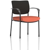 Brunswick Deluxe Black Frame Black Back Visitor Chair, With Arms, Quest Crab