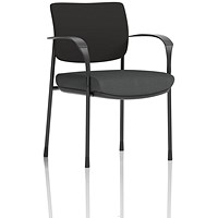 Brunswick Deluxe Black Frame Black Back Visitor Chair, With Arms, Quest Mussel