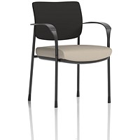 Brunswick Deluxe Black Frame Black Back Visitor Chair, With Arms, Quest Salt