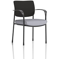 Brunswick Deluxe Black Frame Black Back Visitor Chair, With Arms, Quest Shell
