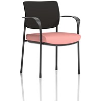 Brunswick Deluxe Black Frame Black Back Visitor Chair, With Arms, Quest Shrimp
