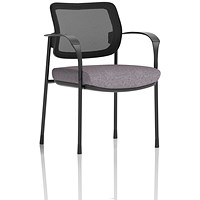Brunswick Deluxe Black Frame Mesh Back Visitor Chair, With Arms, Rivet Fuse
