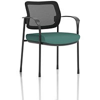 Brunswick Deluxe Black Frame Mesh Back Visitor Chair, With Arms, Quest Kelp
