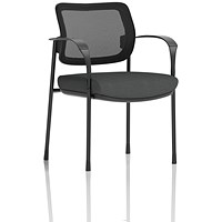 Brunswick Deluxe Black Frame Mesh Back Visitor Chair, With Arms, Quest Mussel