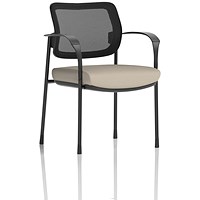 Brunswick Deluxe Black Frame Mesh Back Visitor Chair, With Arms, Quest Salt