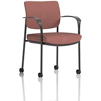 Brunswick Deluxe Black Frame Visitor Chair, With Arms and Castors, Rivet Forge
