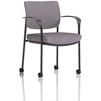 Brunswick Deluxe Black Frame Visitor Chair, With Arms and Castors, Rivet Fuse