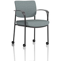 Brunswick Deluxe Black Frame Visitor Chair, With Arms and Castors, Rivet Tensile