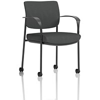 Brunswick Deluxe Black Frame Visitor Chair, With Arms and Castors, Quest Mussel