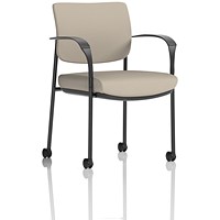 Brunswick Deluxe Black Frame Visitor Chair, With Arms and Castors, Quest Salt