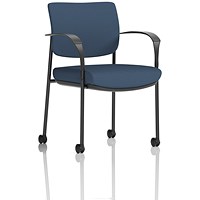 Brunswick Deluxe Black Frame Visitor Chair, With Arms and Castors, Quest Whelk