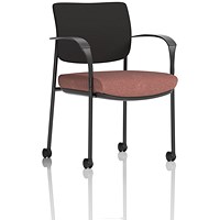 Brunswick Deluxe Black Frame Black Back Visitor Chair, With Arms and Castors, Rivet Forge