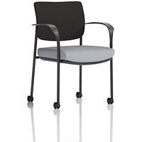 Brunswick Deluxe Black Frame Black Back Visitor Chair, With Arms and Castors, Quest Shell