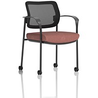 Brunswick Deluxe Black Frame Mesh Back Visitor Chair, With Arms and Castors, Rivet Forge Brunswick Deluxe Black Frame Mesh Back Visitor Chair, With Arms and Castors, Rivet Forge