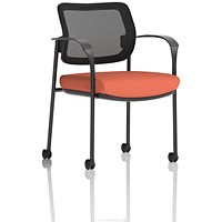 Brunswick Deluxe Black Frame Mesh Back Visitor Chair, With Arms and Castors, Quest Crab