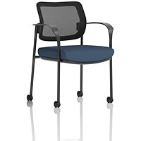 Brunswick Deluxe Black Frame Mesh Back Visitor Chair, With Arms and Castors, Quest Whelk