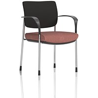 Brunswick Deluxe Chrome Frame Black Back Visitor Chair, With Arms, Rivet Forge